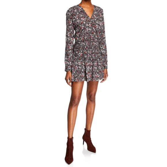 Veronica Beard Dresses & Skirts - Veronica Beard Naomi V-Neck Long-Sleeve Floral-Print Mini Dress